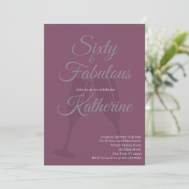 Convite 60 and Fabulous | 60th Birthday Party Plum Script