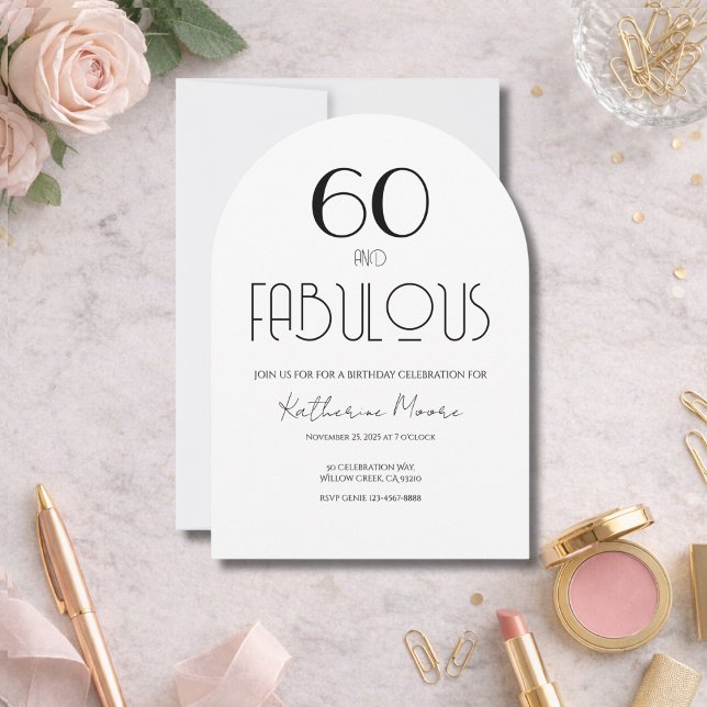 Convite 60 and Fabulous Sixty Birthday Invitation (Criador carregado)
