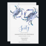 Convite 60. Aniversário do Caranguejo Boil<br><div class="desc">Celebre em estilo com o 60º convite de aniversário do Caranguejo Costeiro Do Diga A Belle, uma mistura perfeita de chic da praia e design moderna. Este convite apresenta uma charmosa borda superior de caranguejos de aquarela azuis, com um pano de fundo azul correspondente adorando o lado inverso. Feita à...</div>