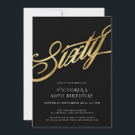 Convite 60 Black Dourado Typografia 60th Birthday<br><div class="desc">60 Douradas Tipografia Negra 60º Convite de Aniversário. Apresentando nosso glamouroso Convite de Aniversário para Milestone Preta e Dourada, projetado para fazer uma declaração ousada. Contra um fundo preto impressionante, sotaques de folha de ouro misturados criam um belo contraste, chamando a atenção e definindo o tom para uma celebração inesquecível....</div>