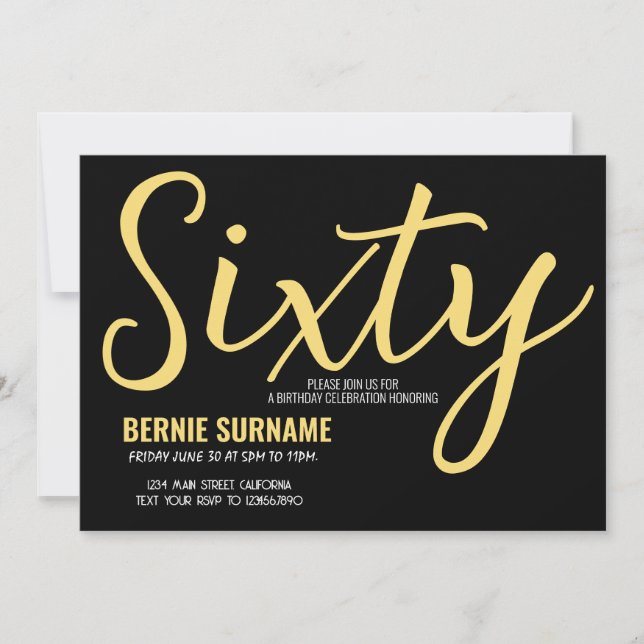 Convite 60 de aniversário 60 de Festa de aniversário simpl (Frente)