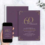 Convite 60 e fabuloso Aniversário da Caligrafia Dourada e<br><div class="desc">É seu aniversário especial de 60 anos, e é hora de comemorar! Você quer jogar o melhor baluarte na cidade? Certifique-se de que começa com o mais alto estilo com este 60 e Fabuloso Convite de Aniversário para Caligrafia Dourada e Roxo. Certamente dará o tom para uma celebração glamourosa. Este...</div>