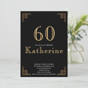 Convite 60 e Fabuloso Aniversário de 60 anos Arte Deco Fot
