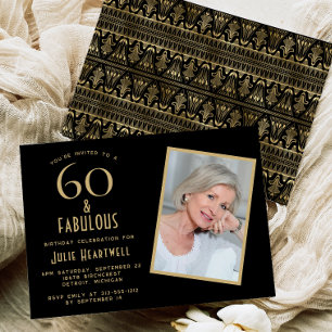 Convite 60 e Fabuloso Aniversário de 60 anos Festa Preta D