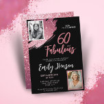 Convite 60 e Fabuloso cinza-rosa 2 Foto 60º aniversário<br><div class="desc">60 e Fabuloso Glitter Rosa 2 Foto Surpresa 60º Aniversário. Jogue uma incrível celebração surpresa com este convite de aniversário "60 e Fabuloso" rosa e brilhante. Apresentando um traçado de pincel cintilante e espaço para duas fotos pessoais, este design elegante é perfeito para honrar um fabuloso aniversário de marco feminino....</div>