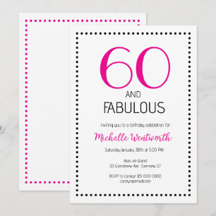 Convite 60 e Fabuloso Encantador Aniversário de Sexagésimo