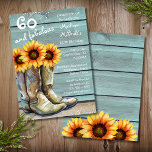 Convite 60 E Fabuloso Girassol Russo Ocidental<br><div class="desc">60 E Fabuloso concurso russo de girassol ocidental apresenta um design rústico de botas de cowgirl cheias de girassóis de aquarela. Personalizado editando o texto nas caixas de texto dos seus 60 e 60 convites de festas de aniversários fabulosos. Criado pelo Evco Studio www.zazzle.com/store/evcostudio</div>