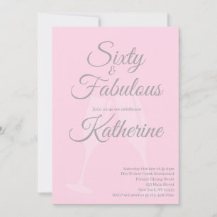 Convite 60 e Fabuloso   Script Rosa para Festa de 60 Anos