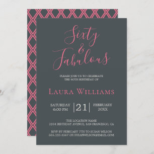 Convite 60 e Festa de aniversário 60 rosa fabulosa