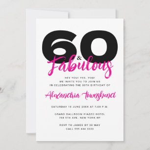 Convite 60 & Fabuloso Aniversário de 60 anos em negrito fe