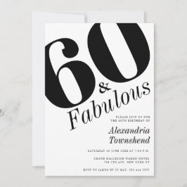 Convite 60 & Fabulous Bold Number 60th Birthday