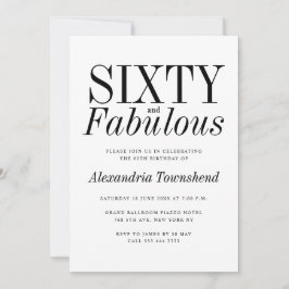 Convite 60 & Fabulous Elegant Typography 60th Birthday