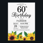 Convite 60.o Aniversário do Girassol<br><div class="desc">60º Aniversário do Girassol. Flores Florais e Fundo Branco. Retro De Vintagem Do País. Aniversário das mulheres. 15 12 13 16º 18º 20 21rua 30 40º 50º 60º 70 90 100º, qualquer idade. Digital Imprimível. Para mais personalização, clique no botão "Personalizar" e use a ferramenta design para modificar este modelo....</div>