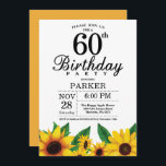Convite 60.o Aniversário do Girassol<br><div class="desc">60º Aniversário do Girassol. Flores Florais e Fundo Branco. Retro De Vintagem Do País. Aniversário das mulheres. 15 12 13 16º 18º 20 21rua 30 40º 50º 60º 70 90 100º, qualquer idade. Digital Imprimível. Para mais personalização, clique no botão "Personalizar" e use a ferramenta design para modificar este modelo....</div>