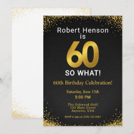 Convite 60 So What Black Gold 60th Birthday
