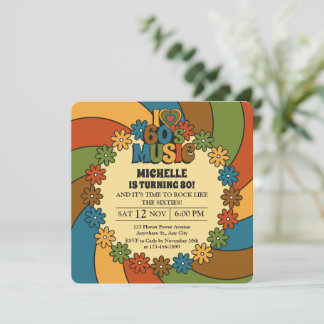 Convite 60s Music Retro Groovy Party Sixties Theme