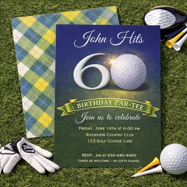Convite 60th Birthday Golf Theme  (Criador carregado)