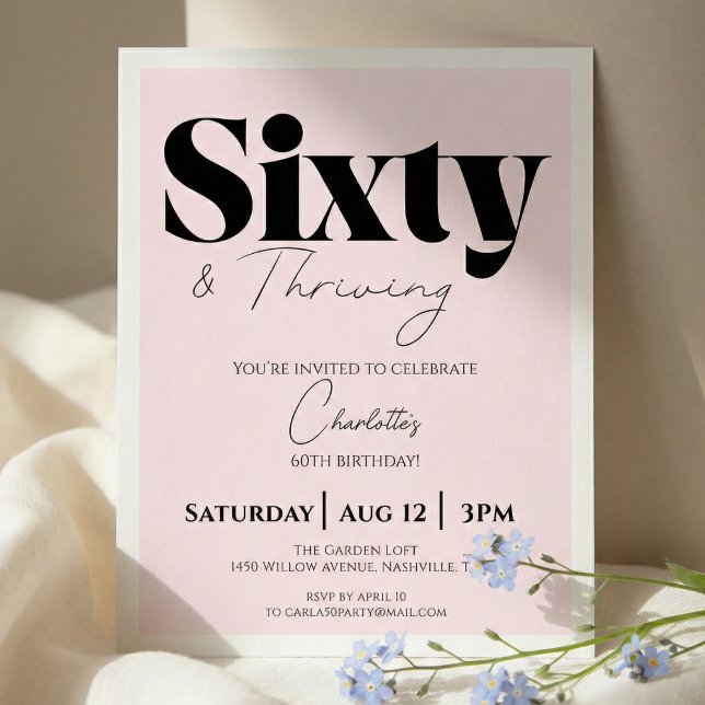 Convite 60th Birthday Invitation – Sixty & Thriving (Criador carregado)