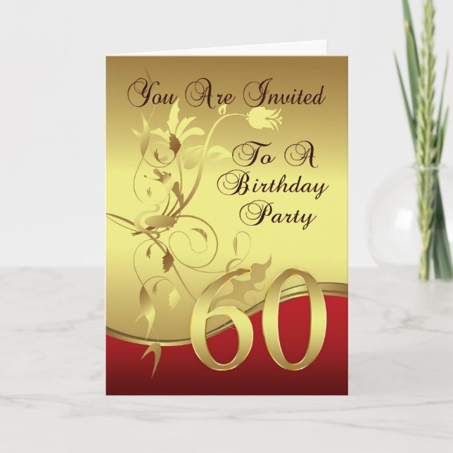 Convite 60th Birthday Party Invitation Card (Frente)