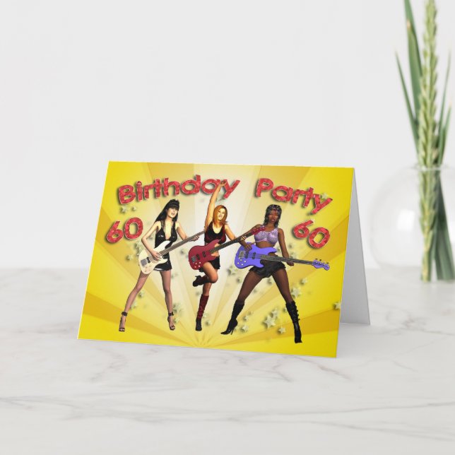 Convite 60th birthday party invitation with a girl band (Frente)