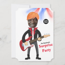 Convite 60th Mens 🎸 🤣 Rockstar Birthday Guitar Funky Div