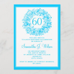 Convite 60th turquesa elegante dos rosas do vintage do