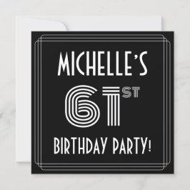 Convite 61st Birthday Party: Art Deco Style w/ Custom Name