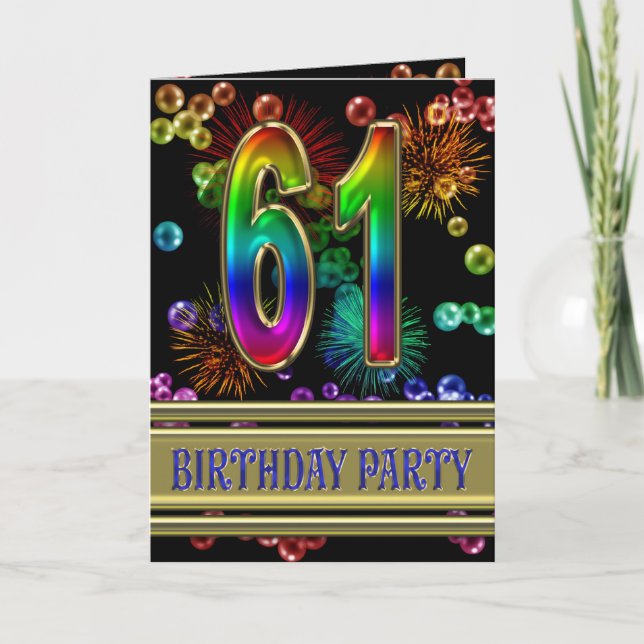 Convite 61st Birthday party Invitation (Frente)