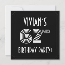 Convite 62nd Birthday Party: Art Deco Style w/ Custom Name