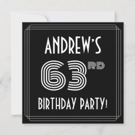 Convite 63rd Birthday Party: Art Deco Style w/ Custom Name