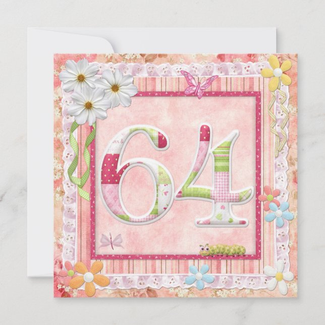 Convite 64.o estilo de abate de festas de aniversário (Frente)