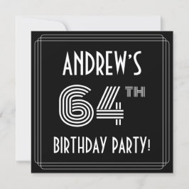 Convite 64th Birthday Party: Art Deco Style w/ Custom Name