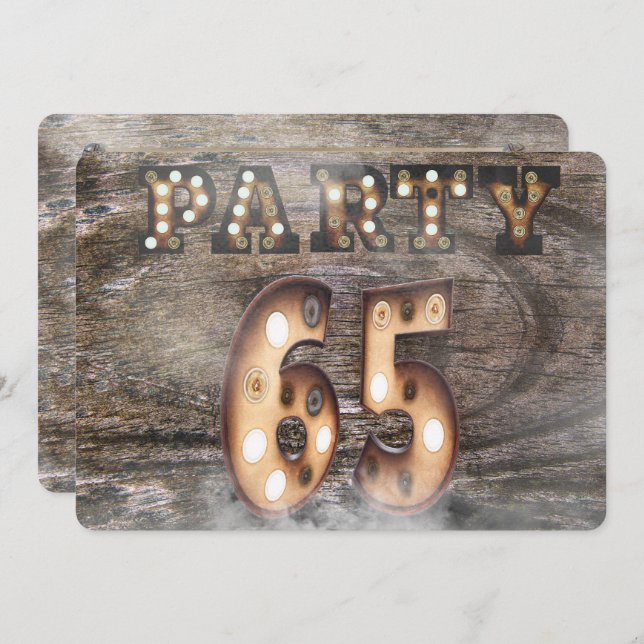 Convite 65ª festa de aniversário em luzes de marque (Frente/Verso)