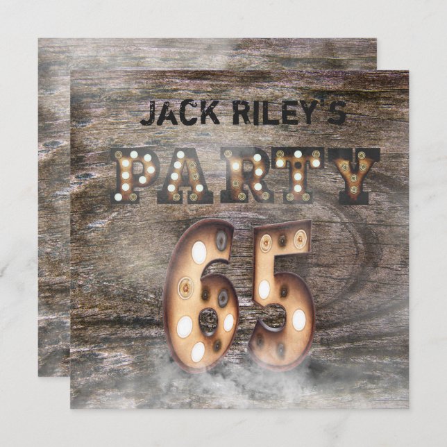 Convite 65ª festa de aniversário em luzes e nevoeiro (Frente/Verso)