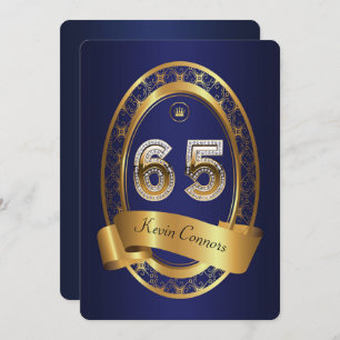 Convite 65ª,festa de aniversário, homem, cor elegante