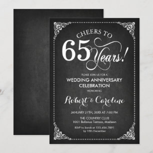 Convite 65º Aniversário de Casamento - Dourado Branco