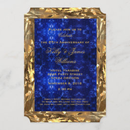 Convite 65º Aniversário de Casamento Dourado Safira Azul C