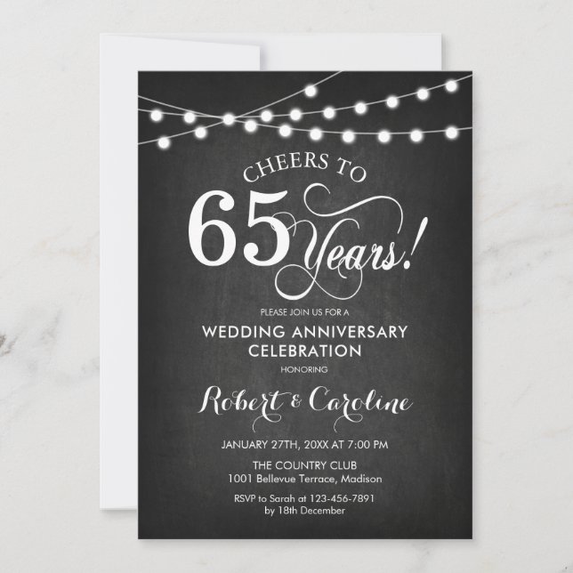 Convite 65º Aniversário de Casamento - Quadro Negro Giz (Frente)