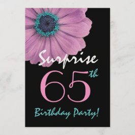 Convite 65º aniversário surpresa Bonito, margarida rosa, m