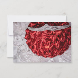 Convite 6508-Buquê de Cetim Vermelho, Tiara de Diamante no