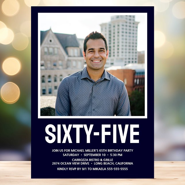 Convite 65 Foto de 65º Aniversário do Tipo Bold (Criador carregado)