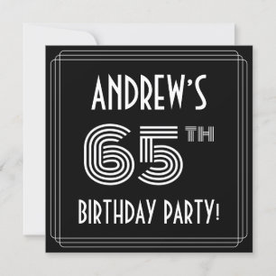 Convite 65th Birthday Party: Art Deco Style w/ Custom Name