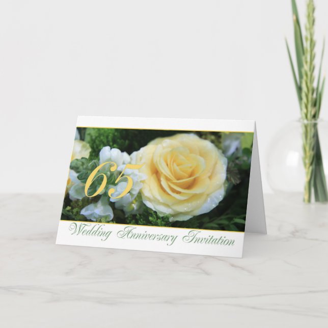 Convite 65th Wedding Anniversary Invitation - Yellow Rose (Frente)
