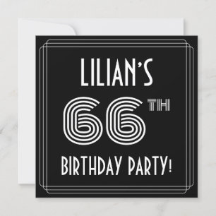 Convite 66th Birthday Party: Art Deco Style w/ Custom Name
