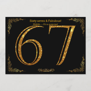 Convite 67.a Festa de aniversário,Gatsby styl,dourado pre