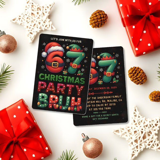 Convite 67 Meme Six Seven Bruh Funny Christmas 6 7 (Criador carregado)