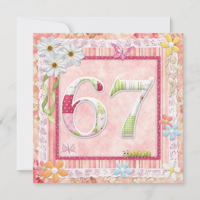 Convite 67.o estilo de abate de festas de aniversário (Frente)