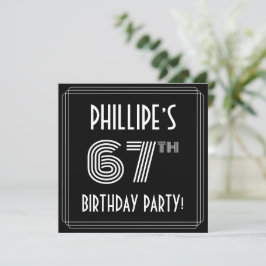 Convite 67th Birthday Party: Art Deco Style w/ Custom Name