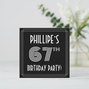 Convite 67th Birthday Party: Art Deco Style w/ Custom Name