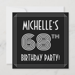 Convite 68th Birthday Party: Art Deco Style w/ Custom Name